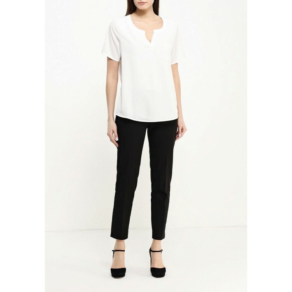 Olsen Europe Short Sleeve Blouse Shirt In White Size M-L 12 US $180 - Picture 4 of 6